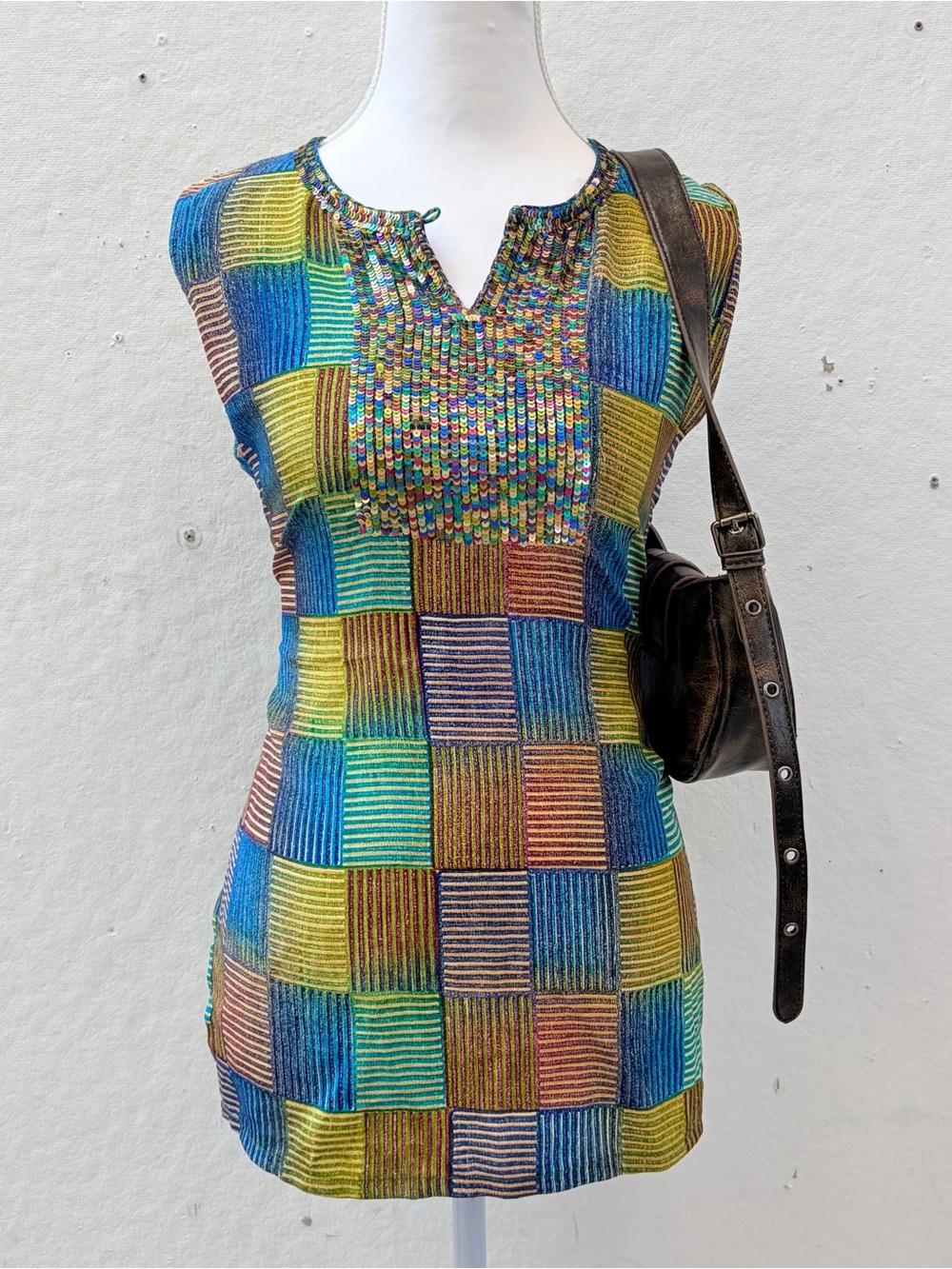 Vintage Christina Silky Sequin Multicolored Tank